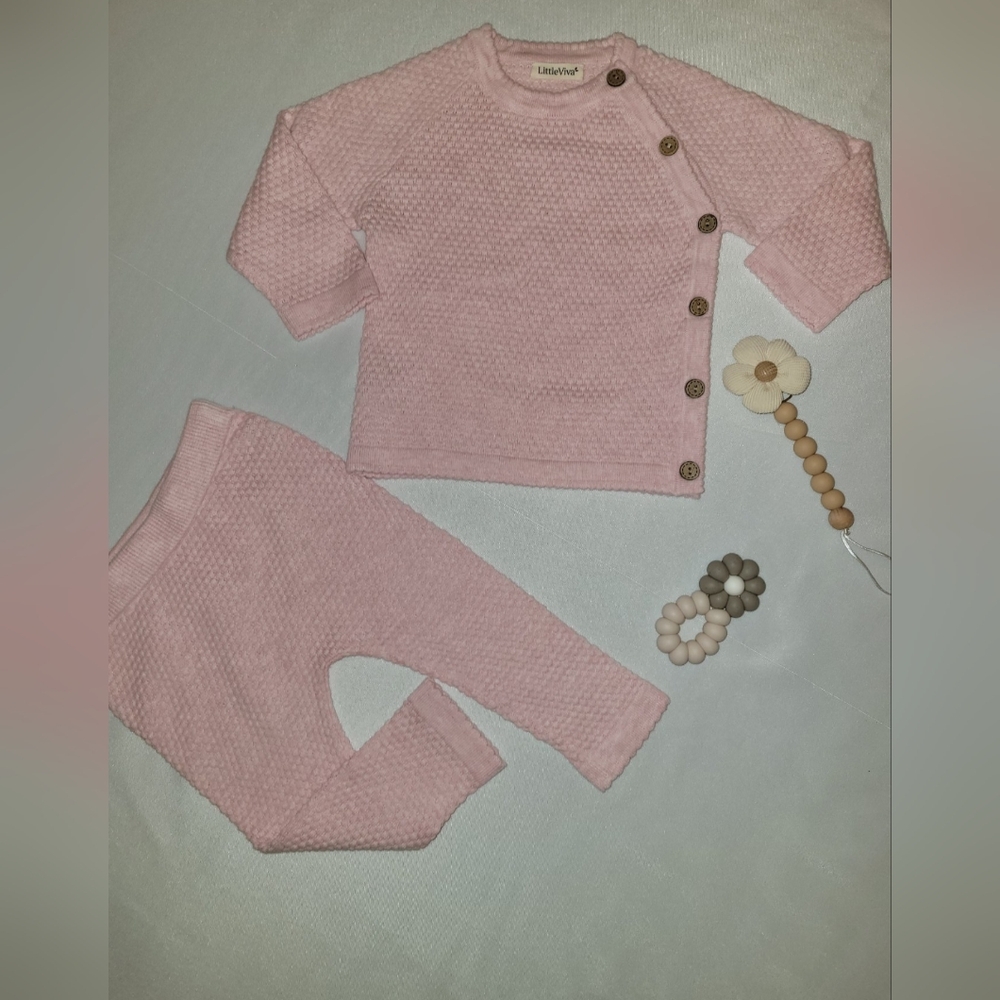 New- Adorable 100% Cotton Matching Set In Pink- 3-6 Months